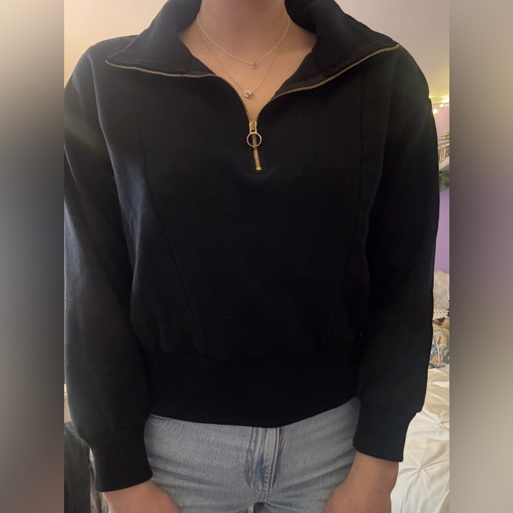 Black Quarter Zip with Gold Detailing